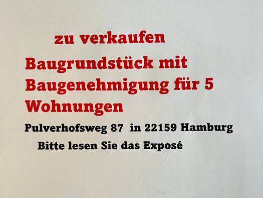 Grundstück zum Kauf 700 m² Grundstück Baugenehmigung vorhanden Pulverhofsweg 87 Farmsen-Berne Hamburg 22159