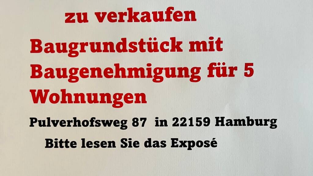 Grundstück zum Kauf 700 m² Grundstück Baugenehmigung vorhanden Pulverhofsweg 87 Farmsen-Berne Hamburg 22159