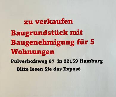 Grundstück zum Kauf 700 m² Grundstück Baugenehmigung vorhanden Pulverhofsweg 87 Farmsen-Berne Hamburg 22159