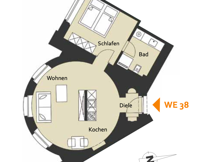 Wohnung zur Miete 420 € 2 Zimmer 47 m² 2. Geschoss frei ab sofort Georgenplatz 1 Innenstadt Zwickau 08056