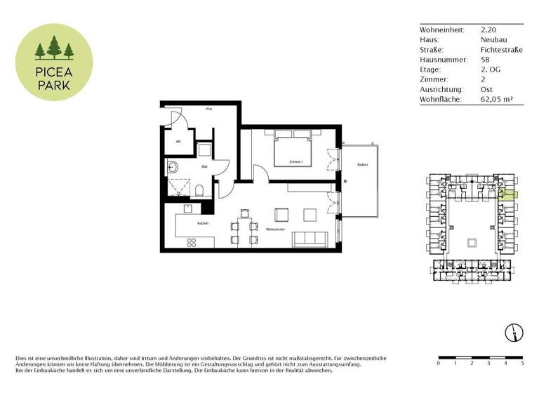 Wohnung zur Miete - Erstbezug 995 € 2 Zimmer 62 m² 2. Geschoss Fichtestraße 5B Ludwigsfelde 14974