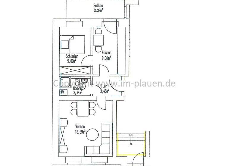Wohnung zur Miete 250 € 2 Zimmer 47,4 m² frei ab sofort Lange Straße 69 Haselbrunn Plauen 08525