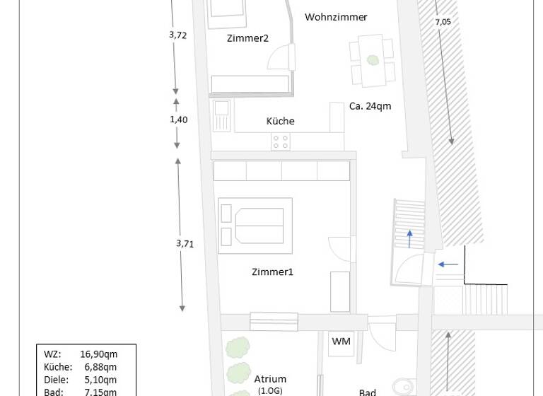 Maisonette zur Miete 1.040 € 3,5 Zimmer 92 m² Geschoss 1/2 frei ab sofort Linz Linz am Rhein 53545