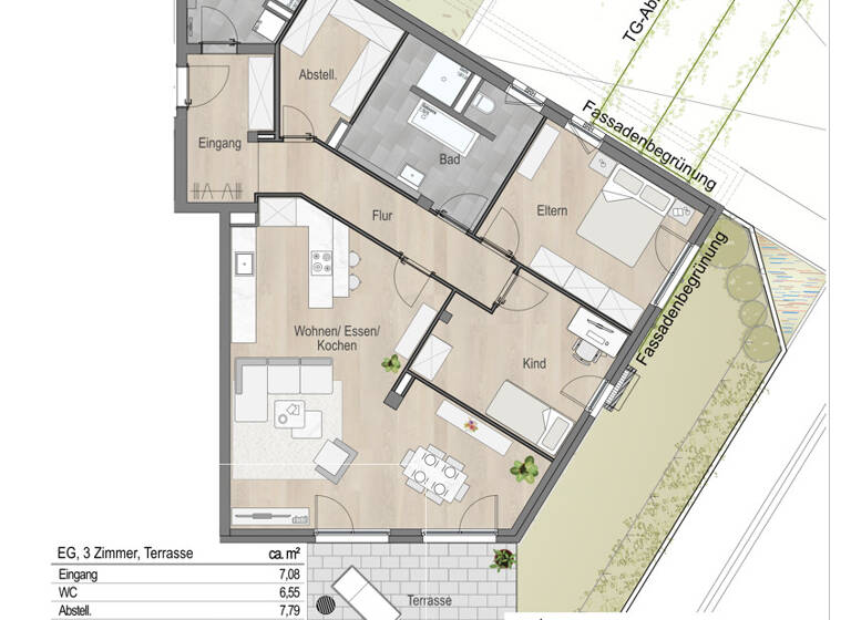 Wohnung zum Kauf - Erstbezug 789.900 € 3 Zimmer 122,6 m² EG Leitershofen Stadtbergen / Leitershofen 86391