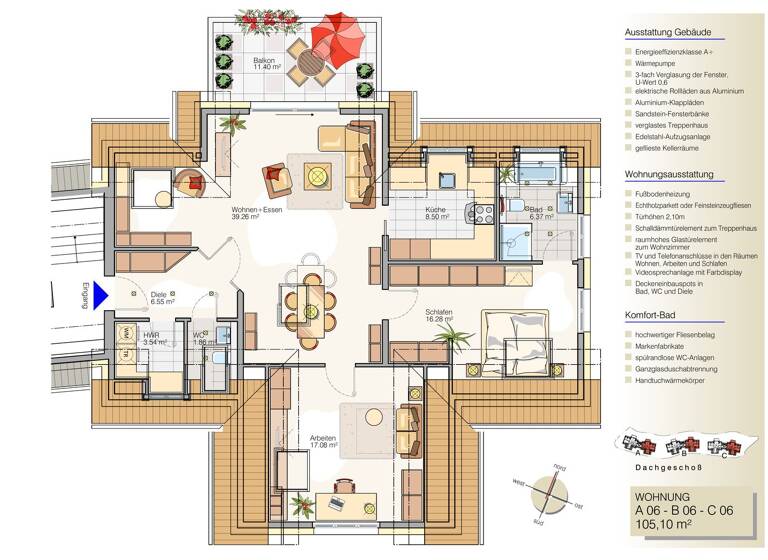 Wohnung zur Miete - Erstbezug 1.400 € 3 Zimmer 105 m² Geschoss 2/2 frei ab 01.07.2026 Mühlstraße 18 Kirchheim an der Weinstraße 67281