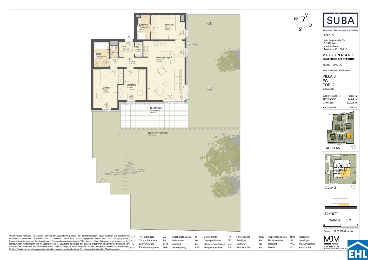 Wohnung zum Kauf 552.000 € 4 Zimmer 96,6 m²<br/>Wohnfläche EG<br/>Geschoss Steindlstraße Krems an der Donau Krems an der Donau 3500