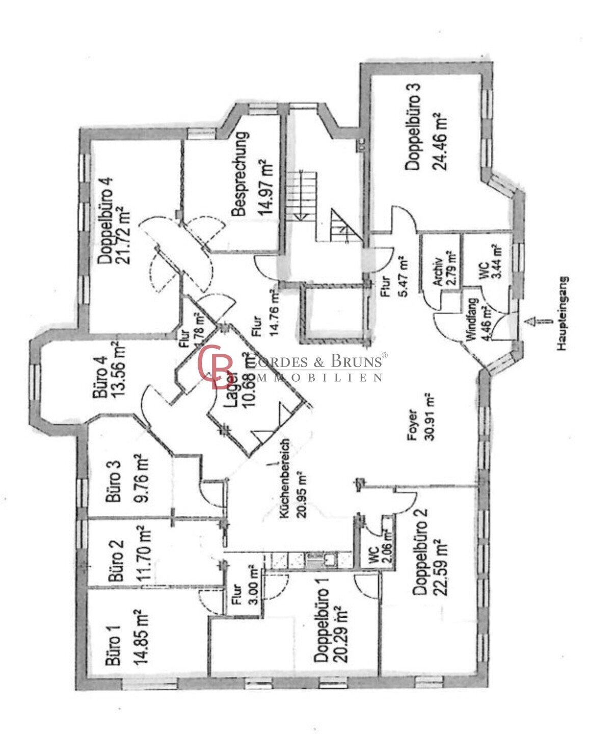 Büro-/Praxisfläche zur Miete provisionsfrei 2.056 € 8 Zimmer 257 m²<br/>Bürofläche Verden - Mitte Verden 27283