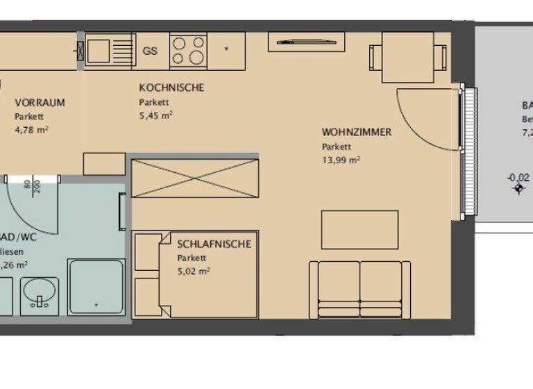 Studio zur Miete 688 € 1 Zimmer 1. Geschoss Wien 1200