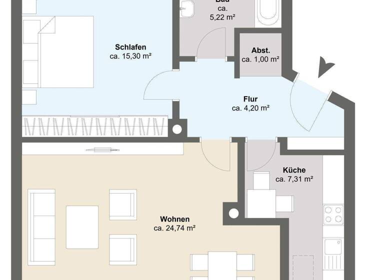 Wohnung zum Kauf 277.000 € 2 Zimmer 57,8 m² 2. Geschoss Olching 82140