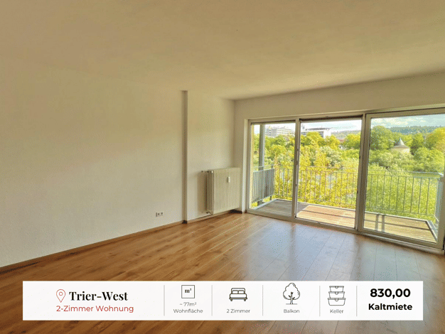 Wohnung zur Miete 830 € 2 Zimmer 77 m² frei ab 01.10.2026 Trier-West-Pallien Trier 54294