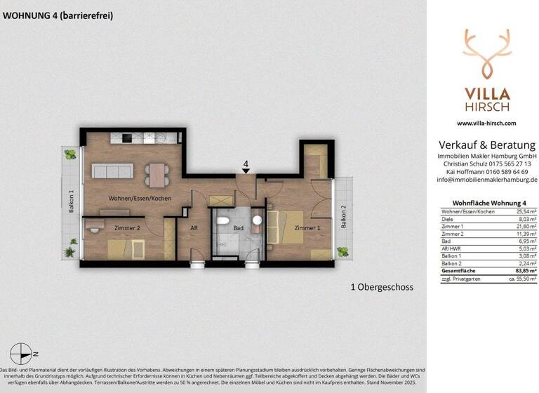 Wohnung zum Kauf - Erstbezug 709.000 € 3 Zimmer 83,9 m² 1. Geschoss frei ab 01.10.2026 Hirschwechsel 2 Kleinmachnow 14532