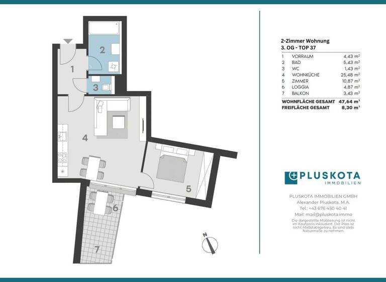 Wohnung zur Miete 732 € 2 Zimmer 47,6 m² 3. Geschoss frei ab 01.05.2026 Wien, Liesing 1230