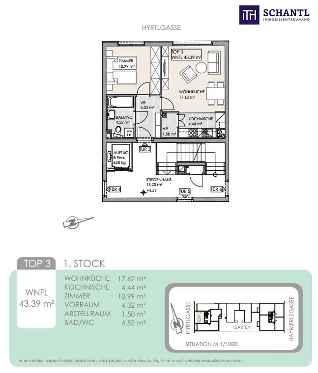 Wohnung zum Kauf 245.000 € 2 Zimmer 43,4 m²<br/>Wohnfläche 1.<br/>Geschoss Hyrtlgasse Wien 1160