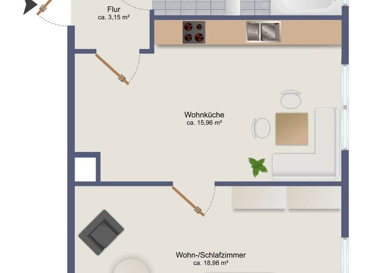Wohnung zum Kauf 255.000 € 1,5 Zimmer 42 m² 4. Geschoss Wandsbek Hamburg / Dulsberg 22049