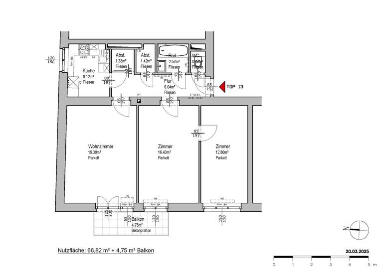 Wohnung zum Kauf 470.000 € 3 Zimmer 66,8 m² 3. Geschoss Wien, Döbling 1190
