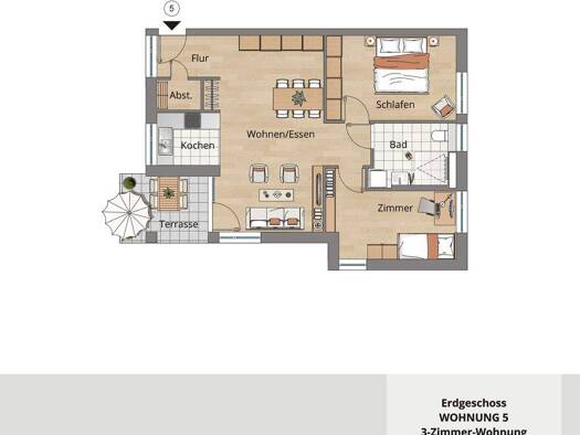 Wohnung zum Kauf - Neubau provisionsfrei 337.900 € 3 Zimmer 74,7 m² EG Weißbach 74679