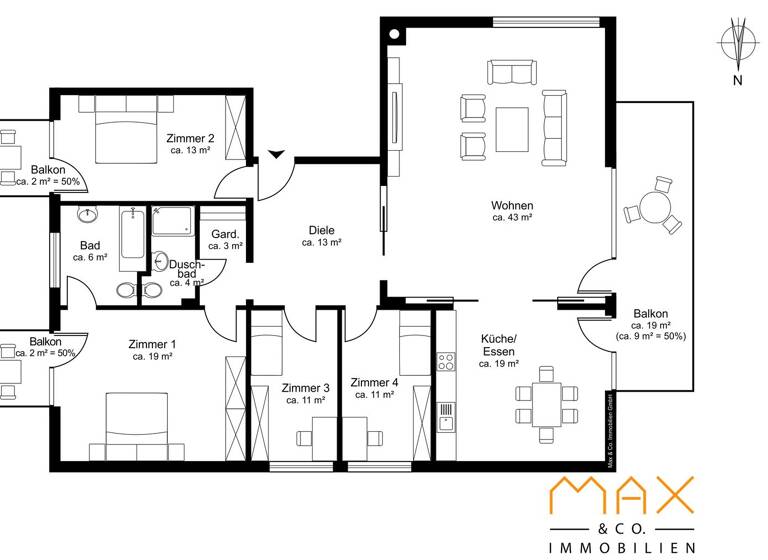 Wohnung zum Kauf 995.000 € 5 Zimmer 155 m² Ernst-August-Straße 18 Othmarschen Hamburg 22605