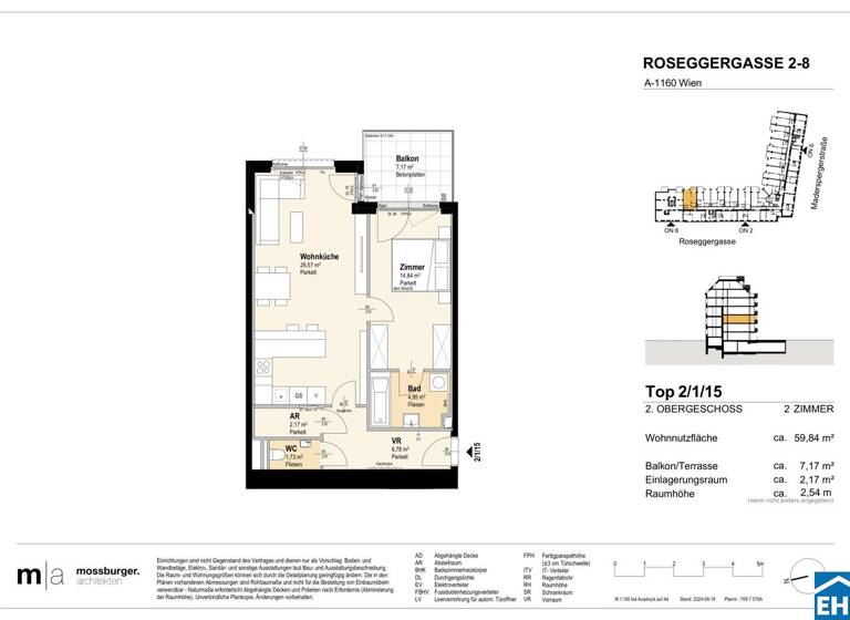 Wohnung zum Kauf - Erstbezug 326.900 € 2 Zimmer 59,8 m² 2. Geschoss Roseggergasse Wien 1160
