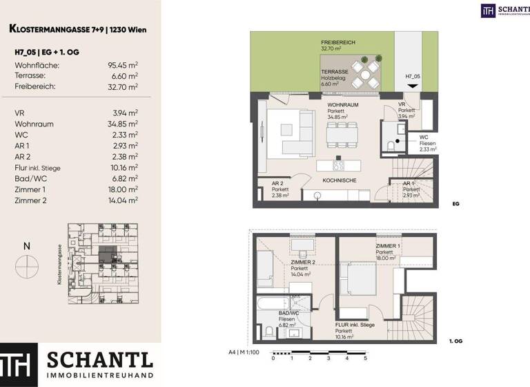 Wohnung zum Kauf - Erstbezug 599.000 € 3 Zimmer 100 m² EG Klostermanngasse Wien 1230
