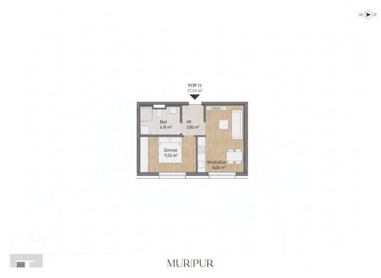 Wohnung zum Kauf - Erstbezug 184.060 € 2 Zimmer 37,6 m² 1. Geschoss Lagergasse Gries Graz,05.Bez.:Gries 8020