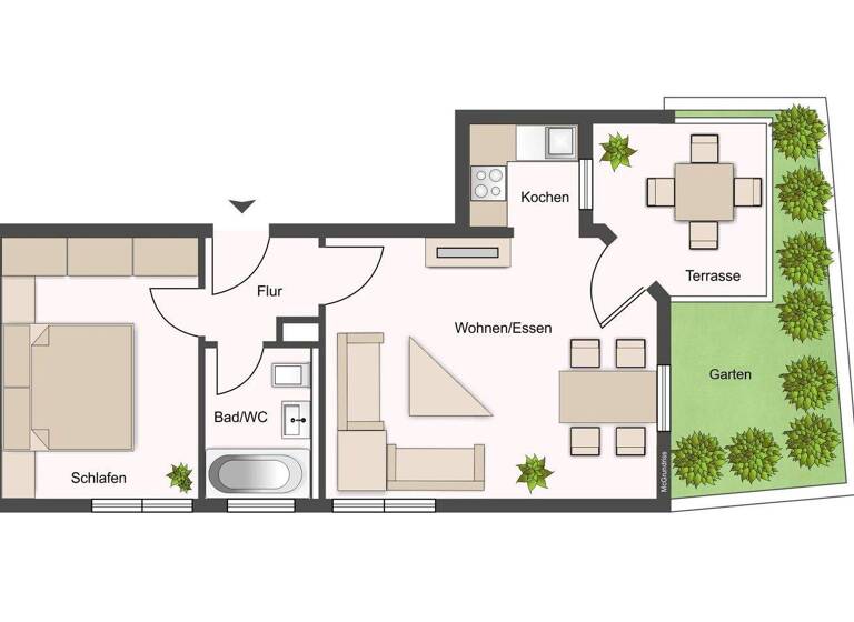 Terrassenwohnung zum Kauf provisionsfrei 104.000 € 2 Zimmer 45,7 m² EG Pirna 01796