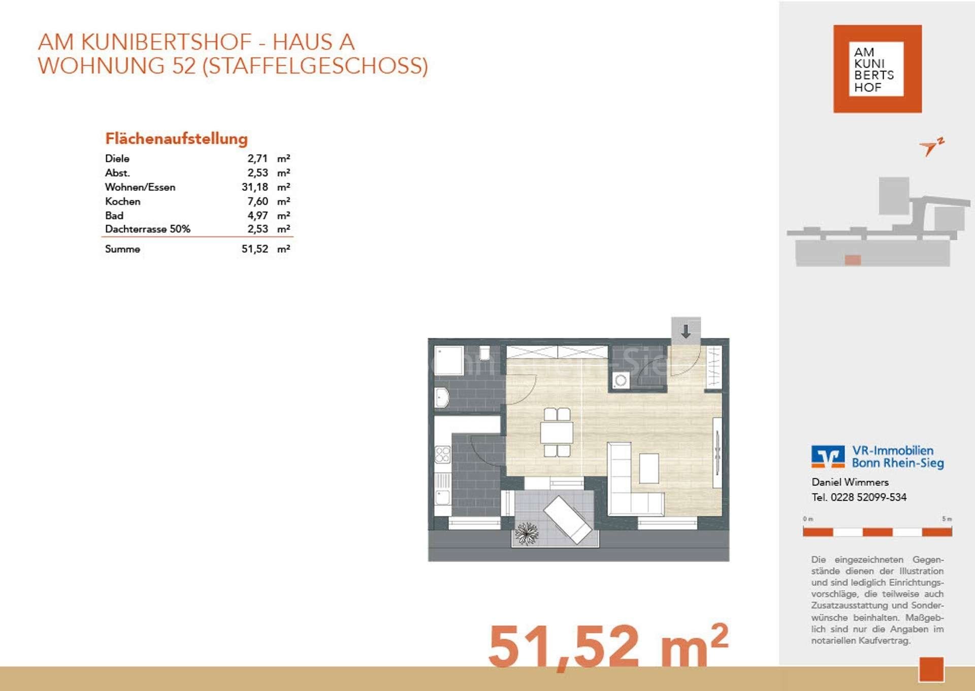 Wohnung zum Kauf provisionsfrei 249.000 € 1 Zimmer 51,2 m²<br/>Wohnfläche 3.<br/>Geschoss Witterschlick Alfter, Witterschlick 53347