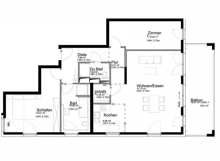Wohnung zum Kauf 949.000 € 4 Zimmer 117,3 m² 2. Geschoss Wiesbaden 65185