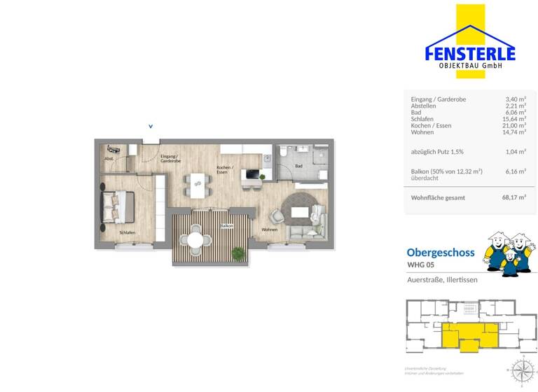 Wohnung zum Kauf provisionsfrei 380.000 € 2,5 Zimmer 68,2 m²<br/>Wohnfläche EG<br/>Geschoss Illertissen Illertissen 89257