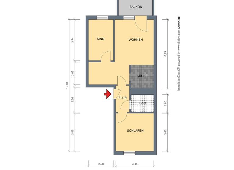 Wohnung zur Miete 410 € 3 Zimmer 55,4 m² EG frei ab 20.05.2026 Bruno-Apitz-Straße 17 Schöndorf Weimar 99427