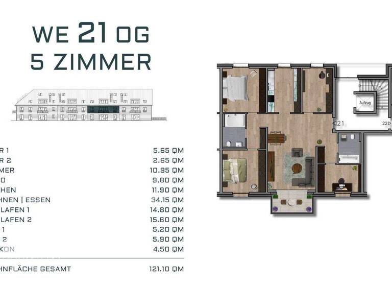 Wohnung zum Kauf - Erstbezug provisionsfrei 635.000 € 5 Zimmer 121,1 m² 1. Geschoss Willich 47877