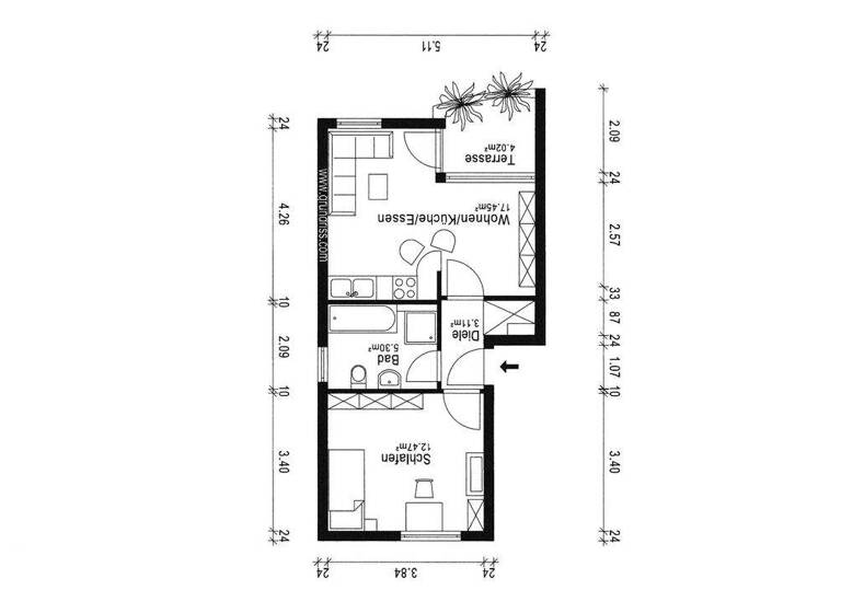 Wohnung zur Miete 450 € 2 Zimmer 40 m² frei ab sofort Barbarastraße 21 Paunsdorf Leipzig 04328