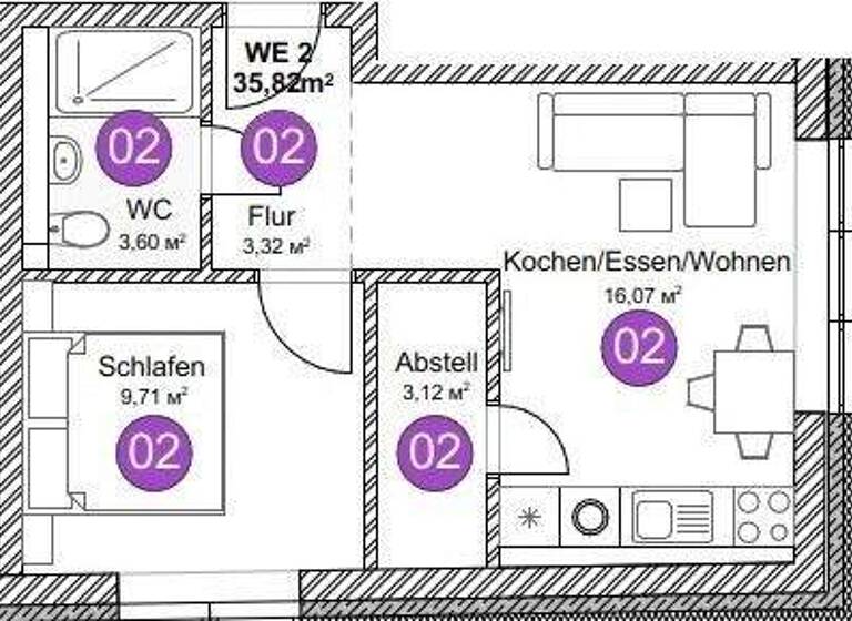 Wohnung zum Kauf provisionsfrei 149.000 € 2 Zimmer 35,8 m² EG frei ab 01.12.2026 Pfullendorf 88630