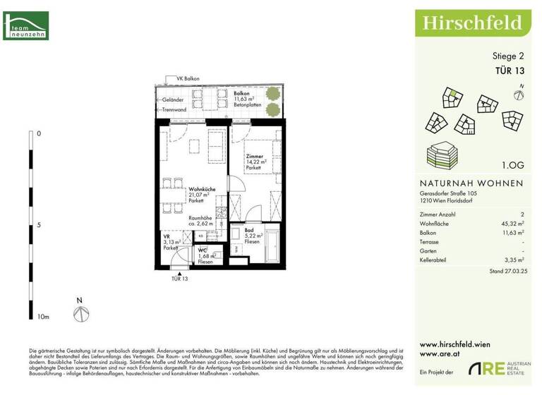 Wohnung zum Kauf - Erstbezug provisionsfrei 246.200 € 2 Zimmer 45,3 m² 1. Geschoss Gerasdorfer Straße 105 Wien 1210