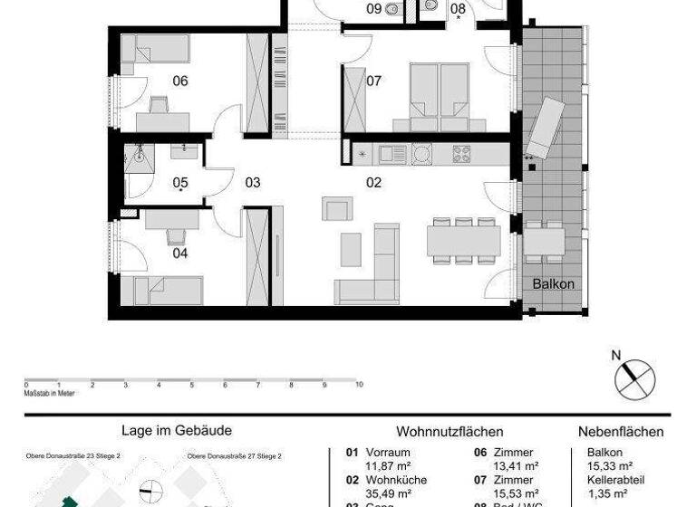 Wohnung zum Kauf - Erstbezug provisionsfrei 1.065.000 € 4 Zimmer 107,8 m² 5. Geschoss Obere Donaustraße Wien 1020