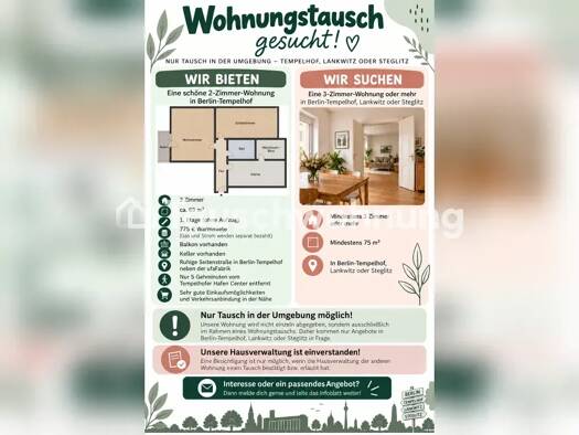 Wohnung zur Miete Tauschwohnung 550 € 2 Zimmer 69 m² 1. Geschoss Tempelhof Berlin 12103