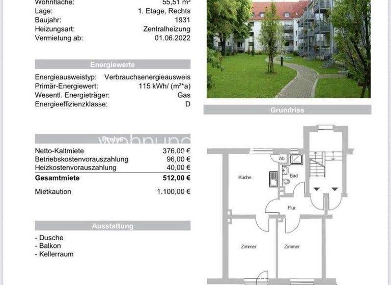 Studio zur Miete Tauschwohnung 376 € 2 Zimmer 55 m² 1. Geschoss Centrum Münster 48147