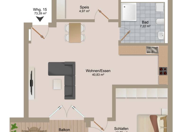 Wohnung zum Kauf - Erstbezug 331.000 € 3 Zimmer 73,4 m² 2. Geschoss Straubinger Strasse 22 Ascha 94347