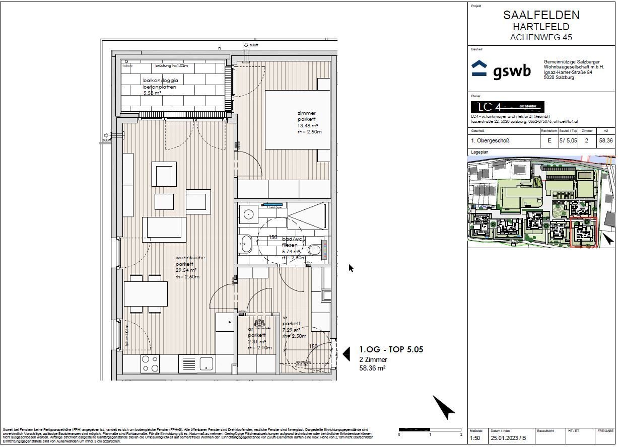 Wohnung zum Kauf provisionsfrei 329.926 € 2 Zimmer 58,4 m²<br/>Wohnfläche 1.<br/>Geschoss Achenweg 45 Saalfelden am Steinernen Meer 5760