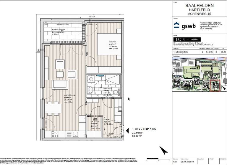 Wohnung zum Kauf - Erstbezug provisionsfrei 329.926 € 2 Zimmer 58,4 m² 1. Geschoss Achenweg 45 Saalfelden am Steinernen Meer 5760