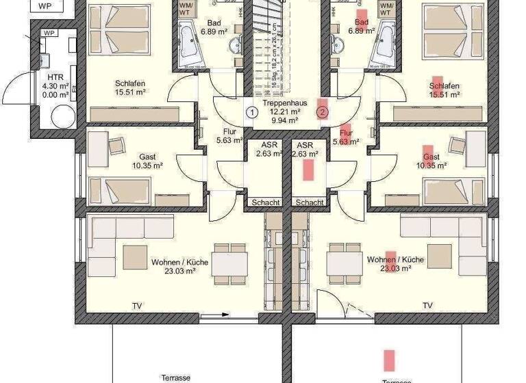 Terrassenwohnung zur Miete - Erstbezug 1.184 € 3 Zimmer 74 m² EG frei ab 01.12.2026 Andershof Stralsund 18439