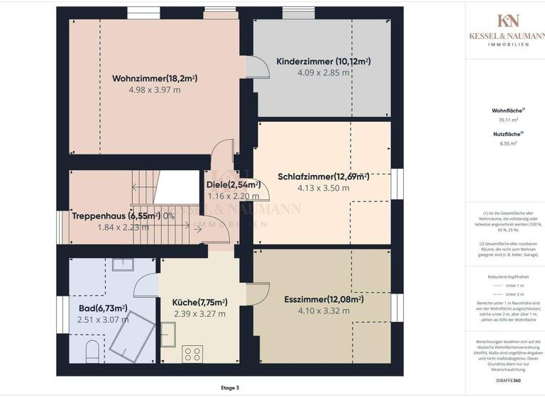 Wohnung zum Kauf 129.000 € 4 Zimmer 70 m² 3. Geschoss Brebach-Fechingen Saarbrücken 66130