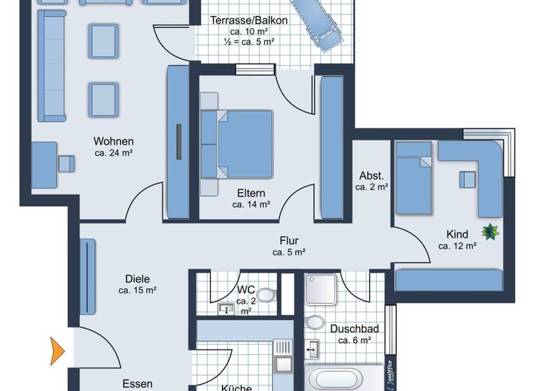 Wohnung zum Kauf 419.000 € 3,5 Zimmer 92,6 m²<br/>Wohnfläche 3.<br/>Geschoss Böblingen Böblingen 71034