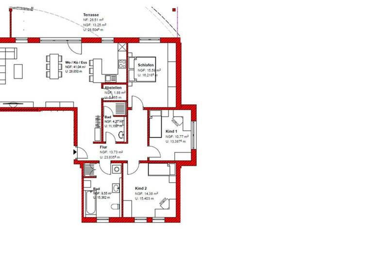 Wohnung zur Miete 1.443 € 4 Zimmer 122,1 m² 1. Geschoss Ottenheim Schwanau 77963