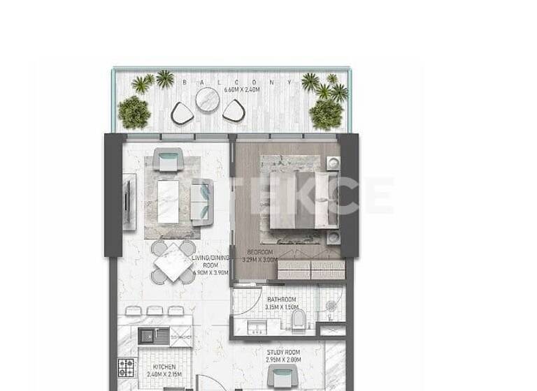 Wohnung zum Kauf 458.000 € 3 Zimmer 117 m² 12. Geschoss Dubai