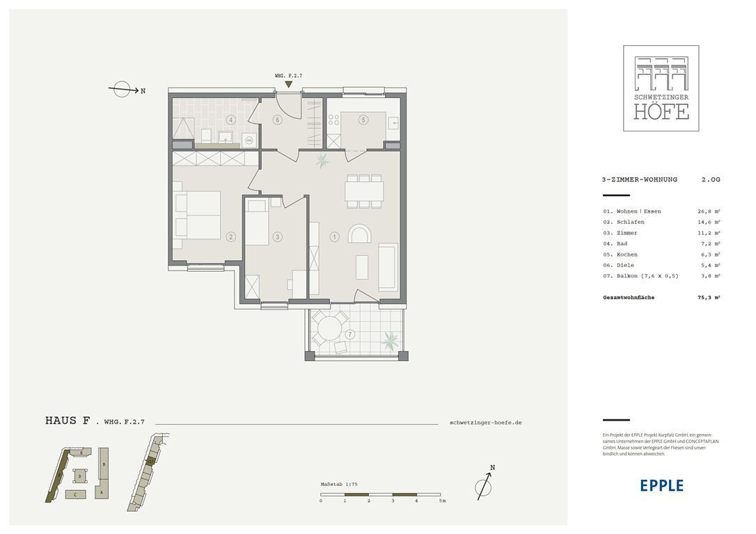 Wohnung zum Kauf provisionsfrei als Kapitalanlage geeignet 419.900 € 3 Zimmer 75,3 m²<br/>Wohnfläche Oststadt Schwetzingen 68723