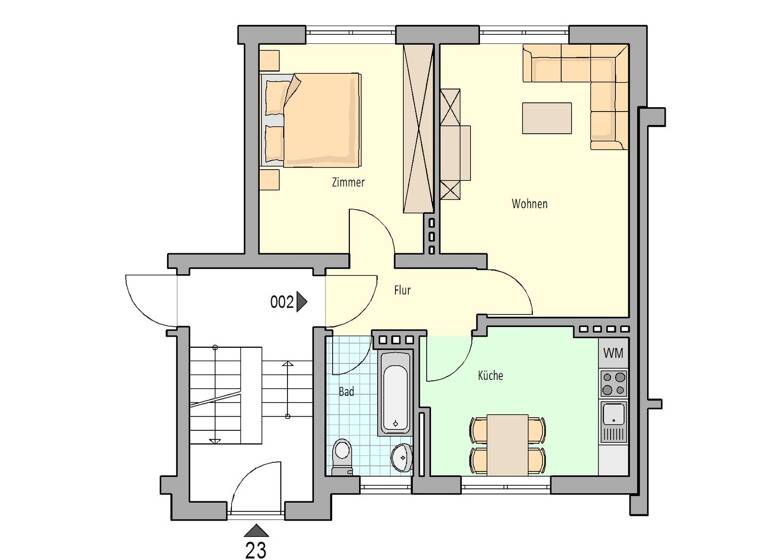 Wohnung zur Miete 370 € 2 Zimmer 52 m² 1. Geschoss frei ab sofort Am Sennenbusch 23 Innenstadt Herford 32052