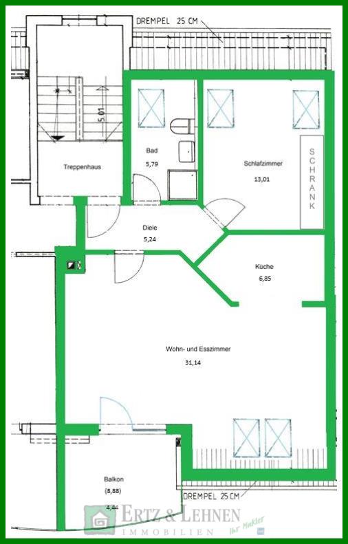 Wohnung zum Kauf 169.000 € 2 Zimmer 66,5 m²<br/>Wohnfläche 2.<br/>Geschoss Wittlich Wittlich 54516