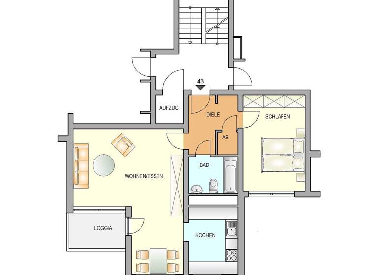 Wohnung zur Miete nur mit Wohnberechtigungsschein 368 € 2 Zimmer 61,9 m² 2. Geschoss frei ab sofort Brunnengasse 21 Innen Remscheid 42853