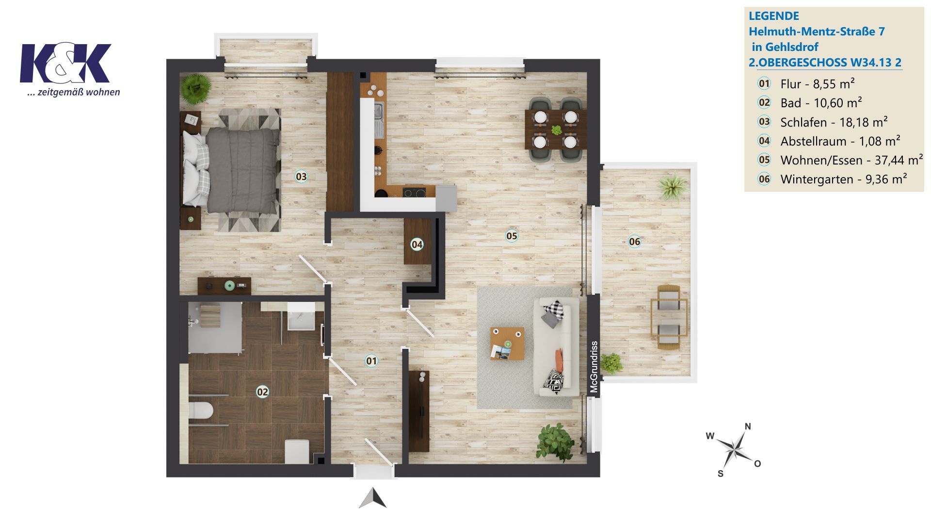 Wohnung zur Miete 1.068 € 2 Zimmer 79,1 m²<br/>Wohnfläche 2.<br/>Geschoss Helmuth-Mentz-Straße 7 Gehlsdorf Rostock 18147