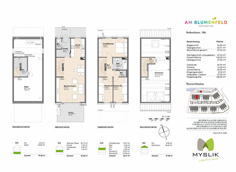 Reihenmittelhaus zum Kauf - Erstbezug provisionsfrei 625.000 € 4 Zimmer Lilienstraße 14b Straßwalchen 5204